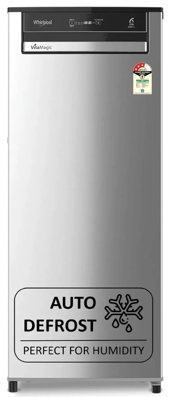Whirlpool 192L 3-Star Vitamagic PRO Frost-Free Single Door Refrigerator – Auto Defrost, Silver