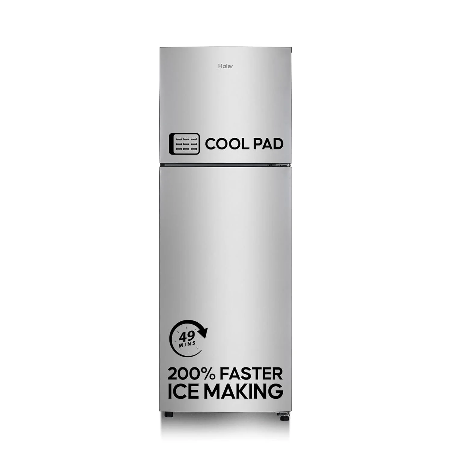 Haier 240L 2-Star Frost Free Top Mount Double Door Refrigerator – Cool Pad, Fast Ice Making (Moon Silver)